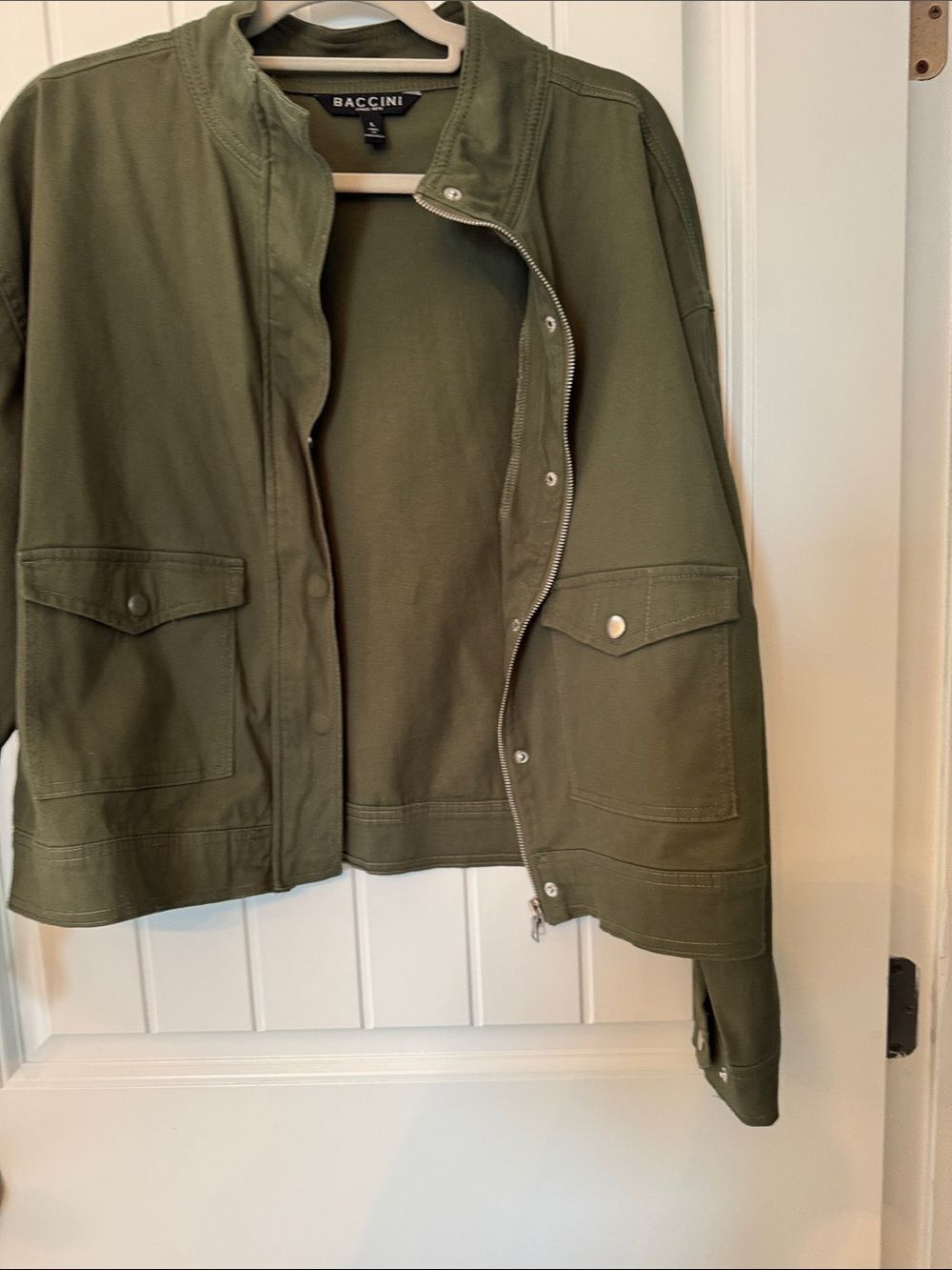 Baccini Olive Green Military-Style Jacket
